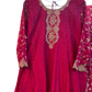 UK 16 / 42" - Fuchsia Pink - Crepe Ladies Anarkali Trousers Suit - Sangeet / Henna / Temple - OC16117 JY
