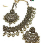 Pearl / Neutral - Large Size Antique Gold Finish Necklace Set with Earrings & Head Piece - Bollywood - AE2514 08KY25