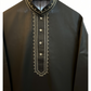 Black - Soft Cotton Mens Kurta Set with Neck Thread Embroidery- Sangeet Mehendi Haldi - KCS1038 03KT26