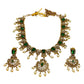 Green - Medium - Antique Gold Finish Necklace Set with Earrings & - AE2523 08KY25