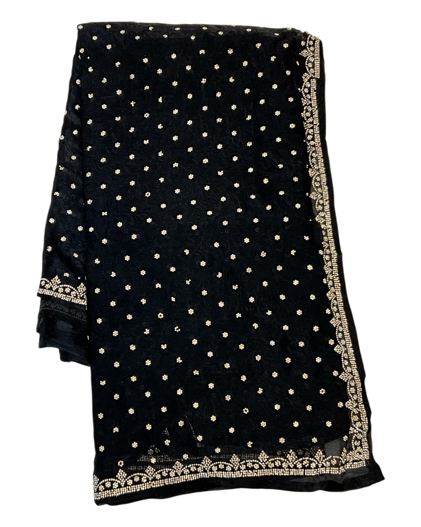 Black - Rich Saree with Stone Work Border and Blouse Piece - UK stock - 24hr Dispatch - RS2501 TH