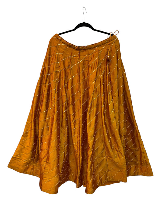 Amber Yellow -  Dupion Silk Lehenga Set - Size UK 12 (38" Bust) Adjustable to Size 14 - UK Stock - 24h Dispatch - AF2506 09TY25