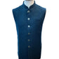 Dark Teal - Self Brocade - Premium Suede Feel Mens Indian Waistcoat - UK Stock - 24 hr Dispatch - VNS-JKT697/31 10KP25