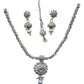 Clear - Small Size Silver Finish Necklace Set with Earrings & Head Piece /Tika- SLV79  11A24