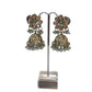 Sea Green - Medium Size Antique Gold Finish Necklace Set with Earrings - PRI1763  11H24