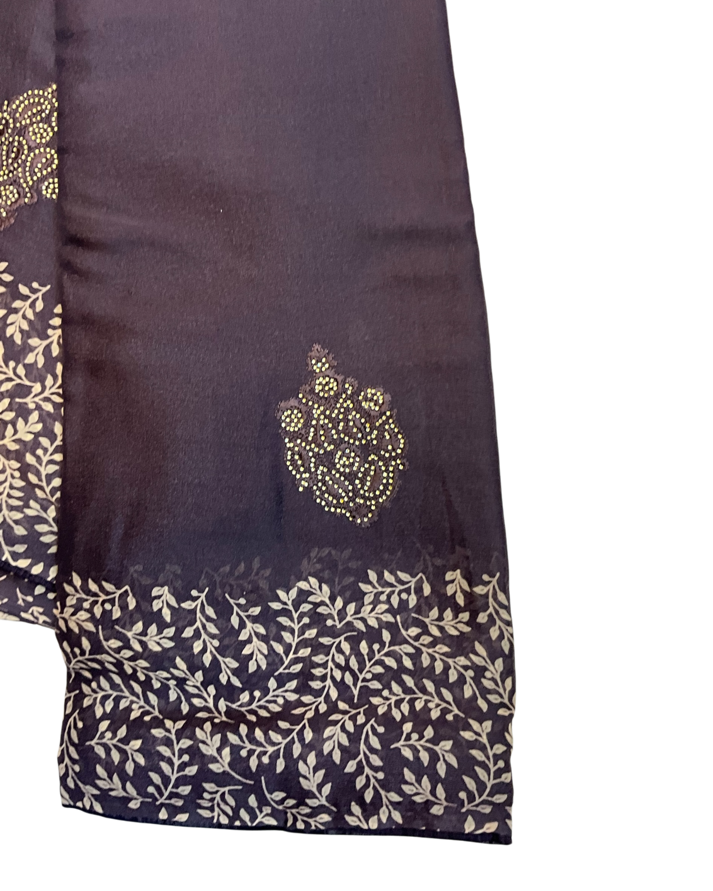 Dark Wine - Chiffon Printed Saree with Blouse Piece - UK stock - 24hr Dispatch - LTF105 07KT26