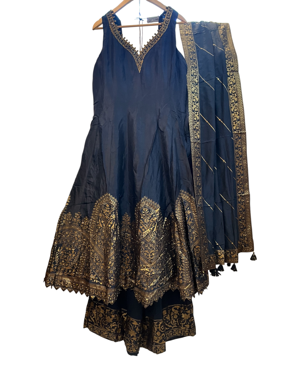 Size 20 (46") - Navy Blue - Designer -  Ladies Long Top Anarkali Trousers Suit - VMK Bandhan CY