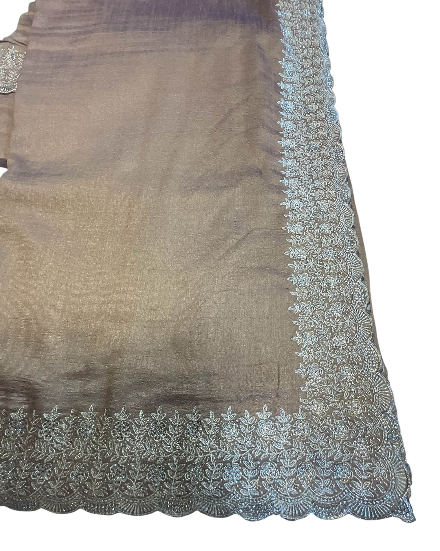 Rose Gold / Light Brown - Fancy Party Saree with Blouse Piece - UK stock - 24hr Dispatch - SP2604 KC