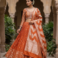 Size UK 12 (38" Bust) Adjustable to Size 14 - Orange - Silky Lehenga Set - Mehndi / Sangeet / Bridesmaids / Weddings / Garba  - UK Stock - 24h Dispatch - JF10468 05PA26