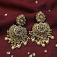Gold / LCT Stones - Antique Polki &amp; Pearl Chandbali Earrings - 6ER223 10R26
