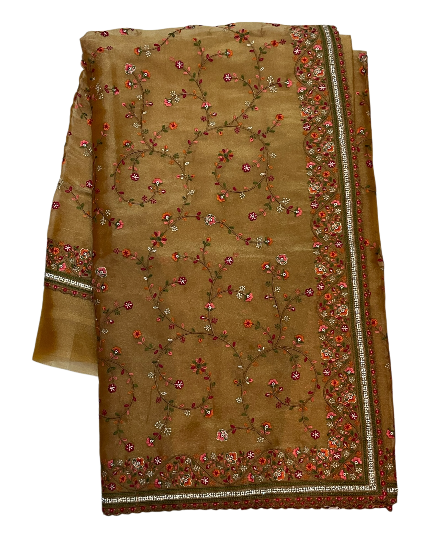 Golden / Mustard - Classic Saree with Thread Work and Blouse Piece - UK stock - 24hr Dispatch - RS2513 TA