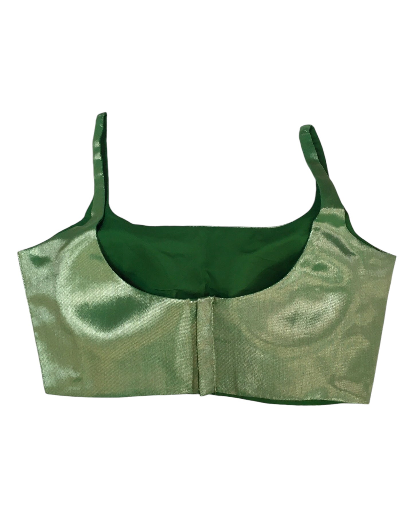 Green - Rich Banarasi Thin Strap Designer Saree blouse with cups, 38" - UK Stock - Quick Delivery - RNK - R651- H