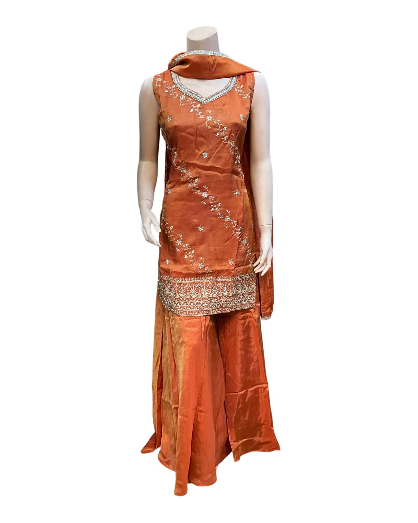 UK 12 / 38" - Burnt Orange - Ladies Sharara / Palazzo Trousers Suit - UK Stock - Sangeet / Henna / Weddings - OC7302 VC