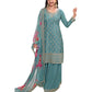 Light Blue - Simple / Classy Ladies Indian Palazzo Trousers Suit with Printed Dupatta - Size 20 (46") - VF67834 TK1024