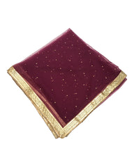 Large Soft Net Dupatta with Gold Beaded Border - Mix N Match -  HSK2307 RP 1023