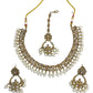 Gold / Neutral - Antique Gold Finish Necklace & Earrings Set - Bollywood - Weddings - KAJ1039 11KK24