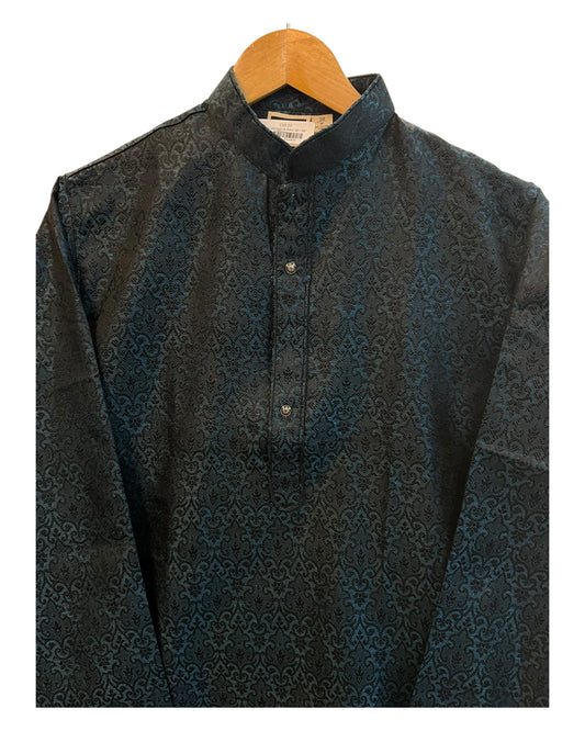 Navy Blue - Handloom Brocade Mens Indian Kurta set - UK Stock - Weddings / Walimas , Sangeet, Diwali, Eid, Mehndi / Henna - NAD25706 KA
