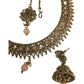 Peach - Medium - Antique Gold Finish Necklace Set with Earrings - DAJ531 KY 0724