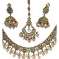 Peach - Antique Gold Finish Necklace & Earrings Set - Bollywood - Weddings - KAJ1035 11KK24