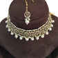 Gold - Medium Size Antique Gold Finish Choker Necklace Set with Earrings - RAK149  C 0424