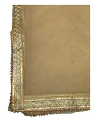 Large Soft Net Dupatta with Gold Beaded Border - Mix N Match -  HSK2307 RP 1023