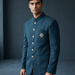 Size 40" Chest - Dark Teal Blue - PREMIUM Slim Fit Mens Jute BandhGala / Prince / Chinese Collar Jacket - Fantastic Fit - CS2603 TH