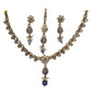 Purple - Small Size Antique Gold Finish Necklace Set with Earrings & Head Piece /Tika- SLV78  11Ap24