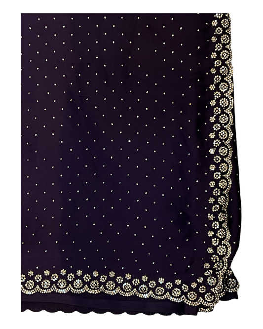 Purple - Rich Saree with Stone Work and Blouse Piece - UK stock - 24hr Dispatch - RS2514 VC