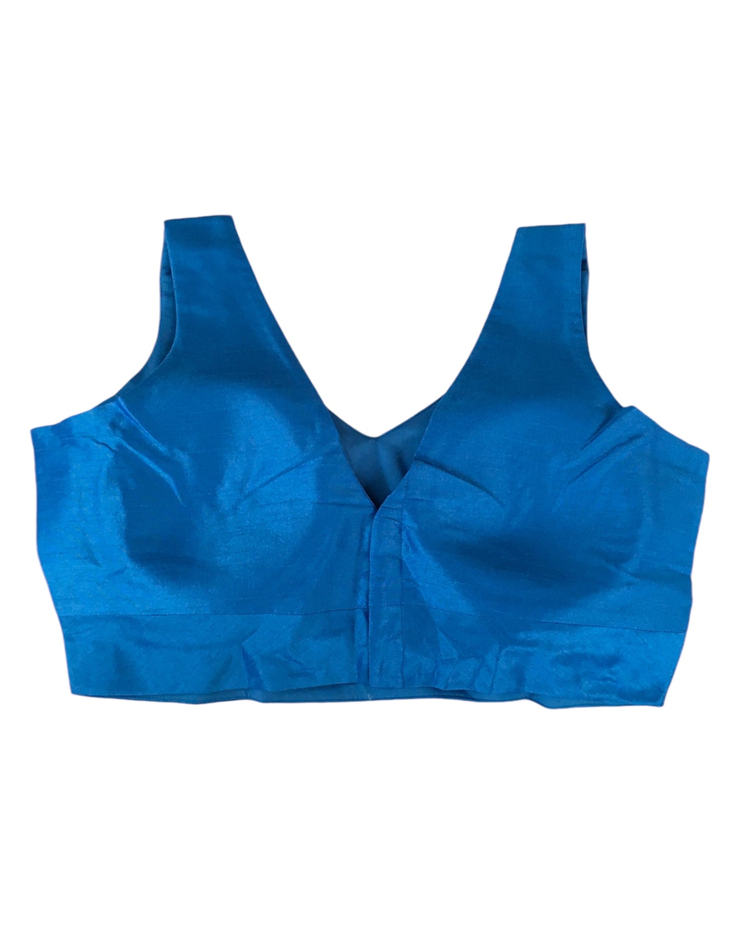 Blue - Silky Saree blouse with cups,  Sleeveless - 42" - UK Stock - Quick Delivery - RNK - R722A-KY