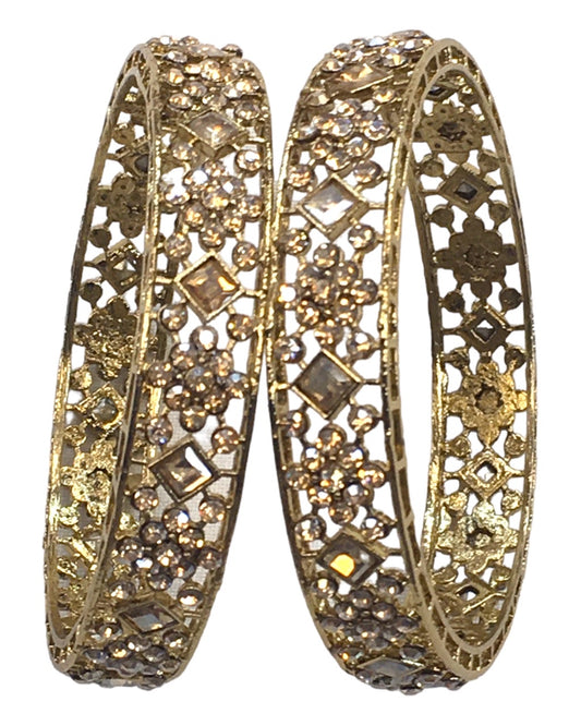Pair of Reverse Stone Kada Bangles - Antique Finish (Pair) - NBA8008 T 0923