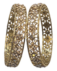 Pair of Reverse Stone Kada Bangles - Antique Finish (Pair) - NBA8008 T 0923