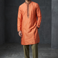 SALE! Size 36" / Small - Peach - Mens Cotton Silky Kurta with Elasticated Trousers , Full Length - SALE2605