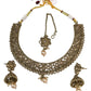 Gold/Clear - Medium - Antique Gold Finish Necklace Set with Earrings - DAJ474 H 0724