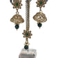 Green - Small - Antique Gold Finish Necklace Set with Earrings - DAJ298 C 0724