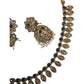 Navy - Small - Antique Gold Finish Necklace Set with Earrings - AE2402 C 0724