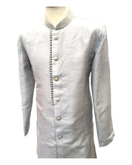 Light Grey / Silver - Mens Soft Sherwani with Long Waistcoat - UK Stock - 24h Dispatch - SARDAR TP 0923