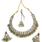 Mint Green - Antique Gold Finish Necklace & Earrings Set - Bollywood - Weddings - DAJ547 11KV24