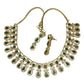 Green  - Medium Size Gold Finish Necklace Set with Earrings - SB568  11KK24