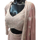 Dusty Pink - Delicately Embroidered Chiffon Designer Lehenga Set - UK 12-16 - UK Stock - 24h Dispatch - NE2401 CP 0724