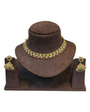 Magenta - Medium Size Antique Gold Finish Necklace Set - AE2508 H 0525