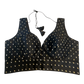 40" / UK 14 - Black - Silky Designer Saree blouse with cups,  Sleeveless - UK Stock - Quick Delivery - RNK - R717 KV