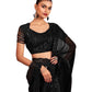 Black- Chiffon Saree with Fancy Ready made Blouse - SRV7910  PY 0624