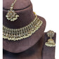 Gold / Neutral / Pearl - Large Size Antique Gold Finish Necklace Set with Earrings & Tika Head piece - PRI1787  KY 0525