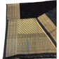 Black - Traditional Handloom Banarasi Sari / Saree - with Blouse Piece - SN2403 11VC24