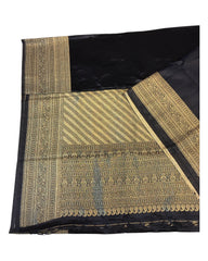 Black - Traditional Handloom Banarasi Sari / Saree - with Blouse Piece - SN2403 11VC24