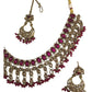 Fuchsia - Medium - Antique Gold Finish Necklace Set with Earrings - RAK185 Cp 0724