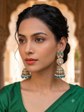 Turquoise & Pearl Tiered Jhumka Earrings - Bollywood - Weddings - 6JE135 09A26
