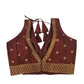Dark Maroon - Dupion Silky Saree / Lehenga blouse - 38" Bust (UK 12) Can be let out to size 16  - AF2406 H 0324