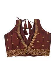 Dark Maroon - Dupion Silky Saree / Lehenga blouse - 38