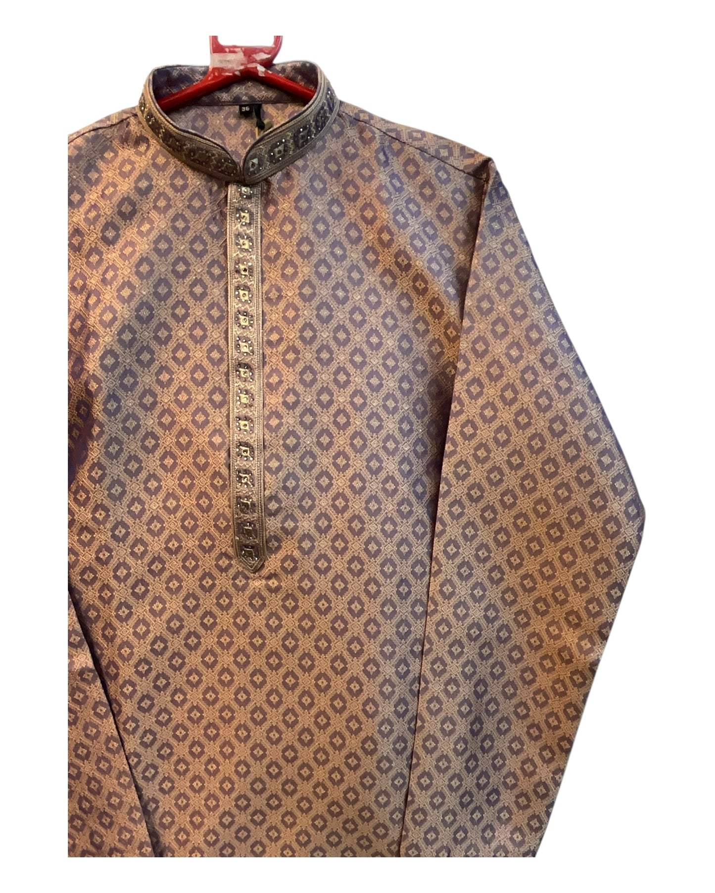 Lilac  - Banarasi Handloom Brocade Mens Indian Kurta set - UK Stock - Weddings / Walimas , Sangeet, Diwali, Eid, Mehndi / Henna - VEE2433 VR